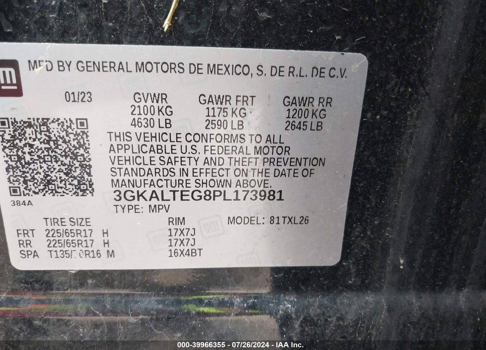 2023 GMC TERRAIN AWD SLE VIN: 3GKALTEG8PL173981