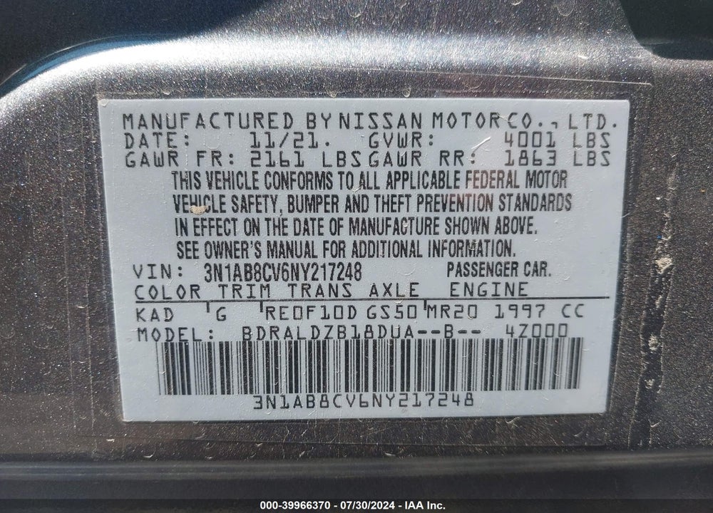 2022 NISSAN SENTRA SV XTRONIC CVT VIN: 3N1AB8CV6NY217248
