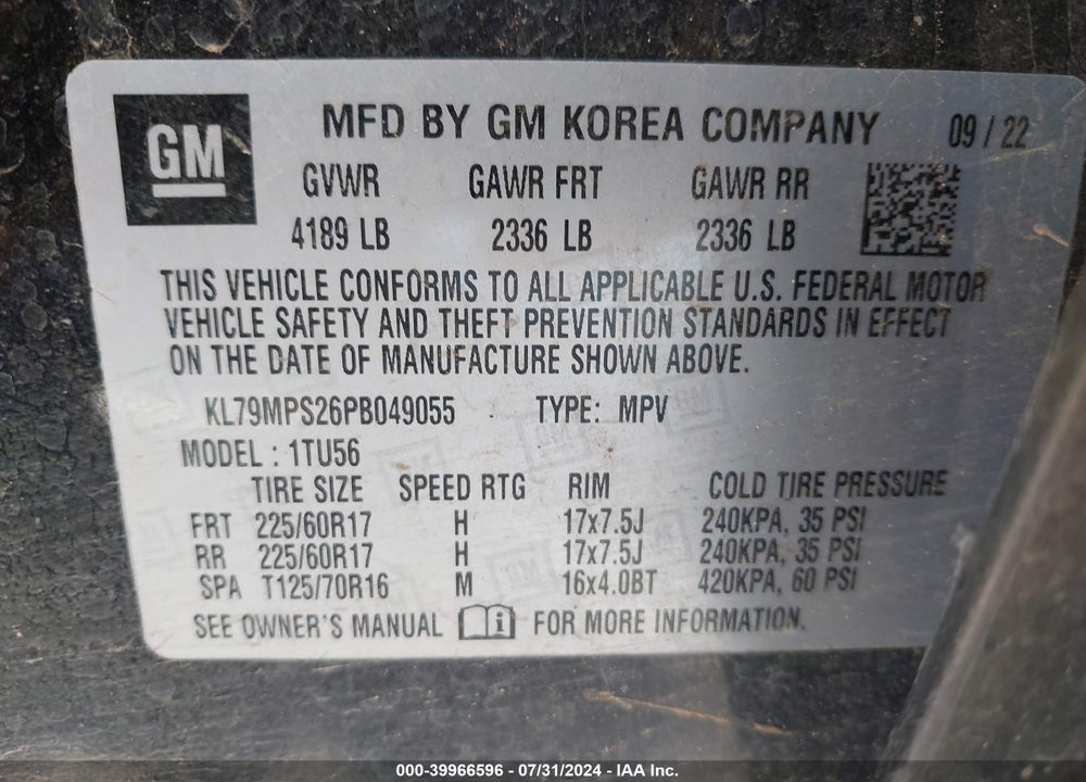 2023 CHEVROLET TRAILBLAZER FWD LT VIN: KL79MPS26PB049055