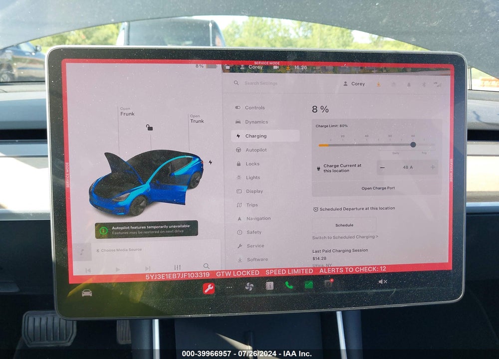 2018 TESLA MODEL 3 LONG RANGE/PERFORMANCE VIN: 5YJ3E1EB7JF103319
