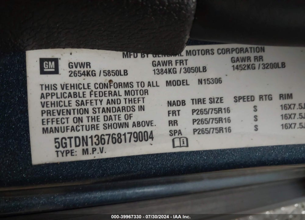 2006 HUMMER H3 SUV VIN: 5GTDN136768179004