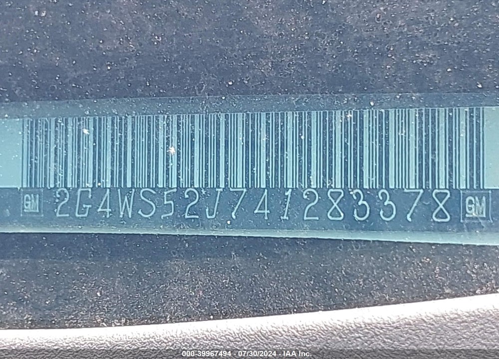 2004 BUICK CENTURY VIN: 2G4WS52J741283378