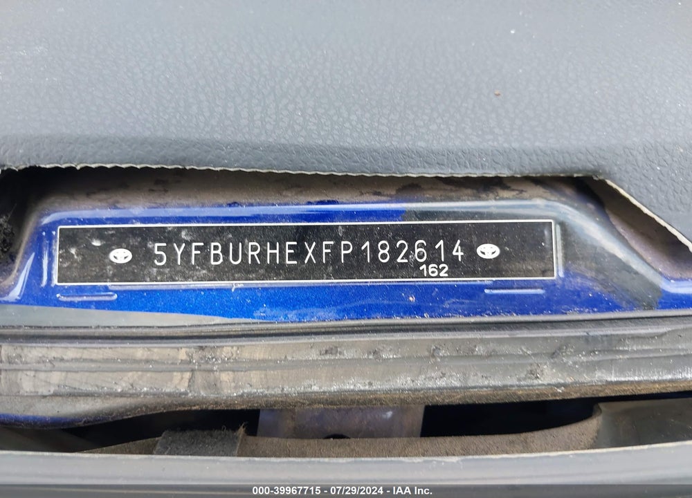 2015 TOYOTA COROLLA S PLUS VIN: 5YFBURHEXFP182614