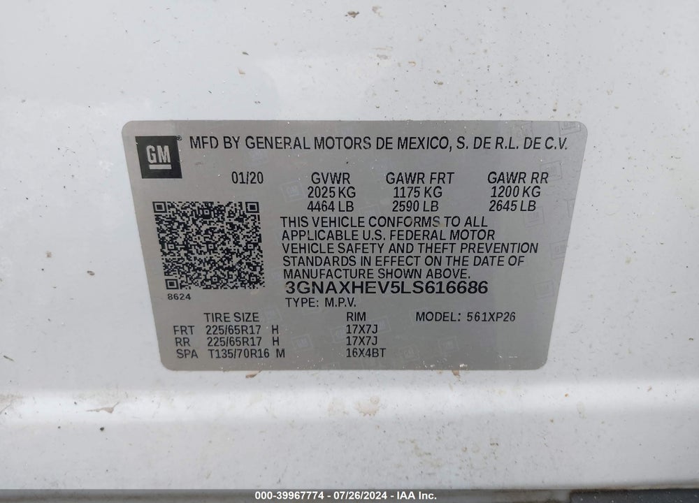 2020 CHEVROLET EQUINOX FWD LS VIN: 3GNAXHEV5LS616686