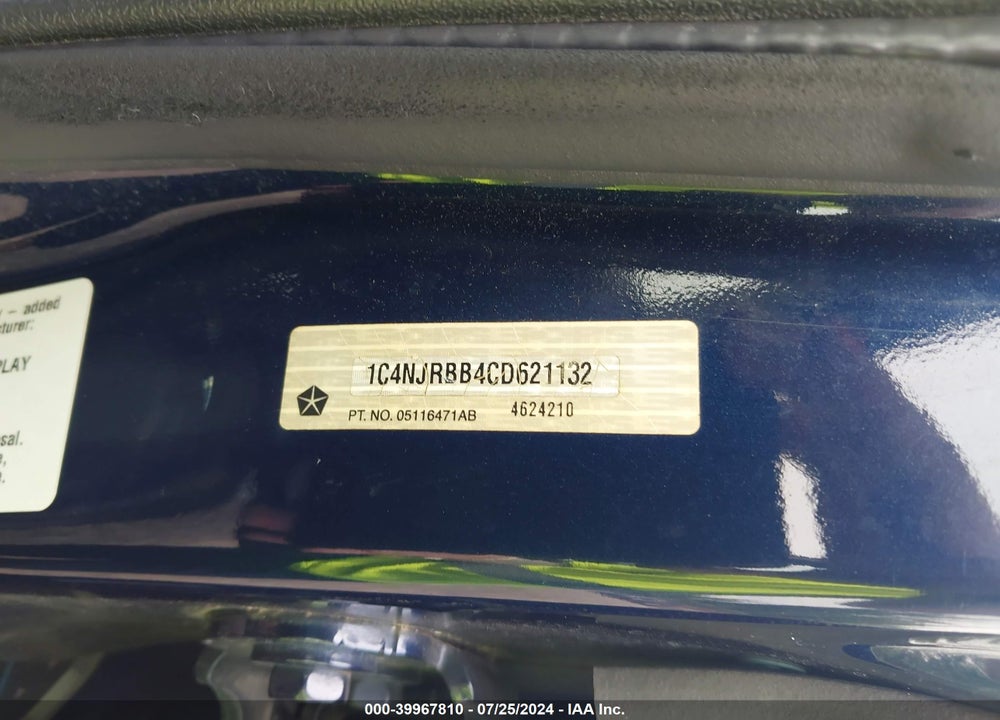 2012 JEEP PATRIOT SPORT VIN: 1C4NJRBB4CD621132