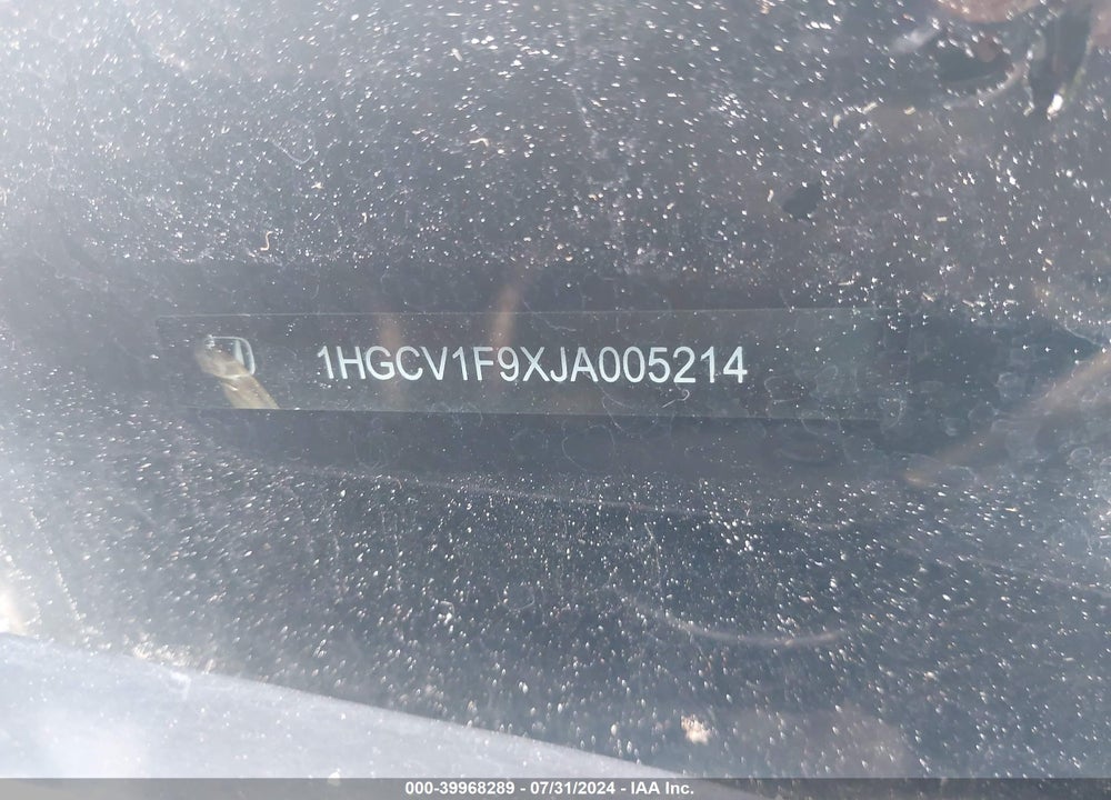 2018 HONDA ACCORD TOURING VIN: 1HGCV1F9XJA005214