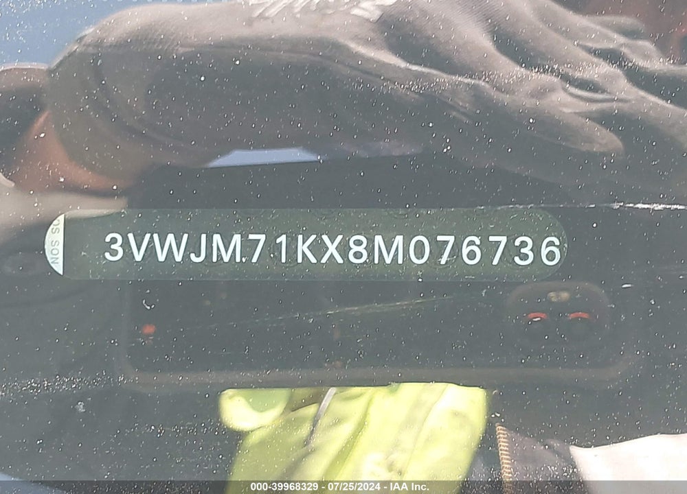 2008 VOLKSWAGEN JETTA S VIN: 3VWJM71KX8M076736