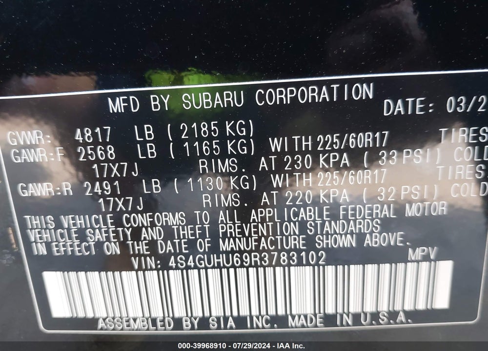 2024 SUBARU CROSSTREK WILDERNESS VIN: 4S4GUHU69R3783102