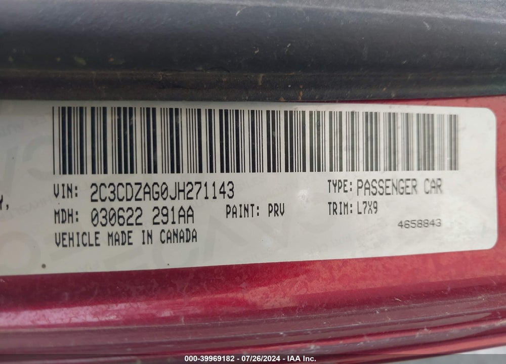 2018 DODGE CHALLENGER SXT VIN: 2C3CDZAG0JH271143