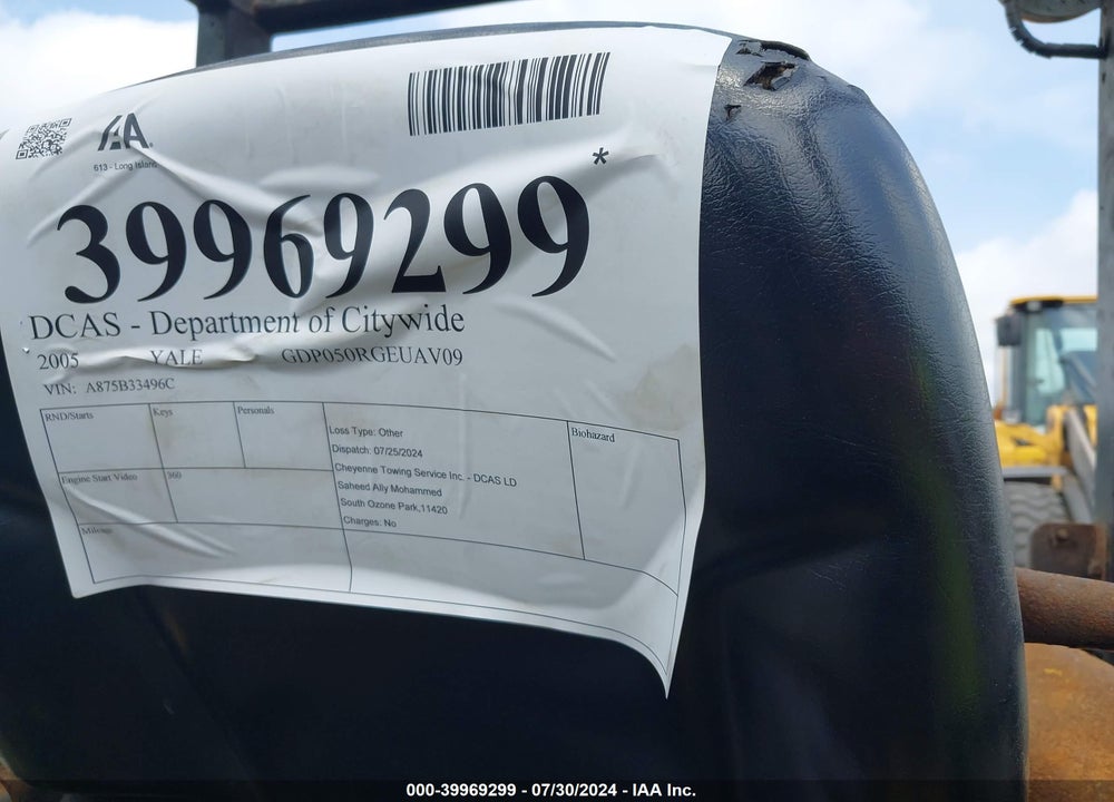 2005 YALE GDP050RGEUAV094 VIN: A875B33496C