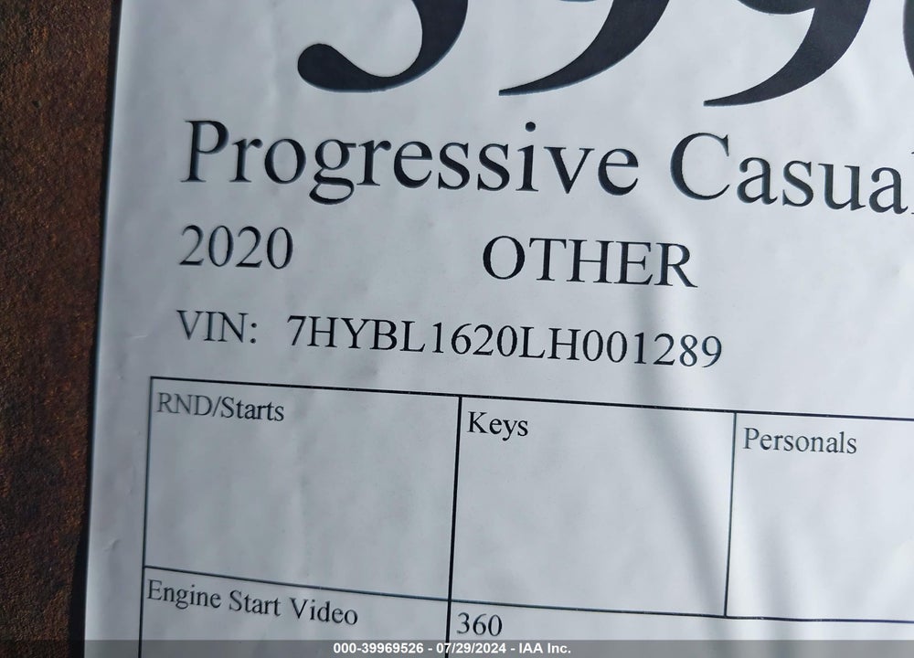 2020 TRAILER HOMEMADE VIN: 7HYBL1620LH001289
