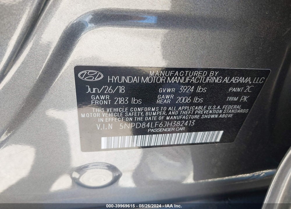2018 HYUNDAI ELANTRA VALUE EDITION VIN: 5NPD84LF6JH382413