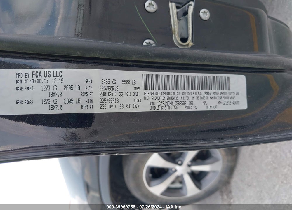 2020 JEEP CHEROKEE LIMITED 4X4 VIN: 1C4PJMDX0LD582592