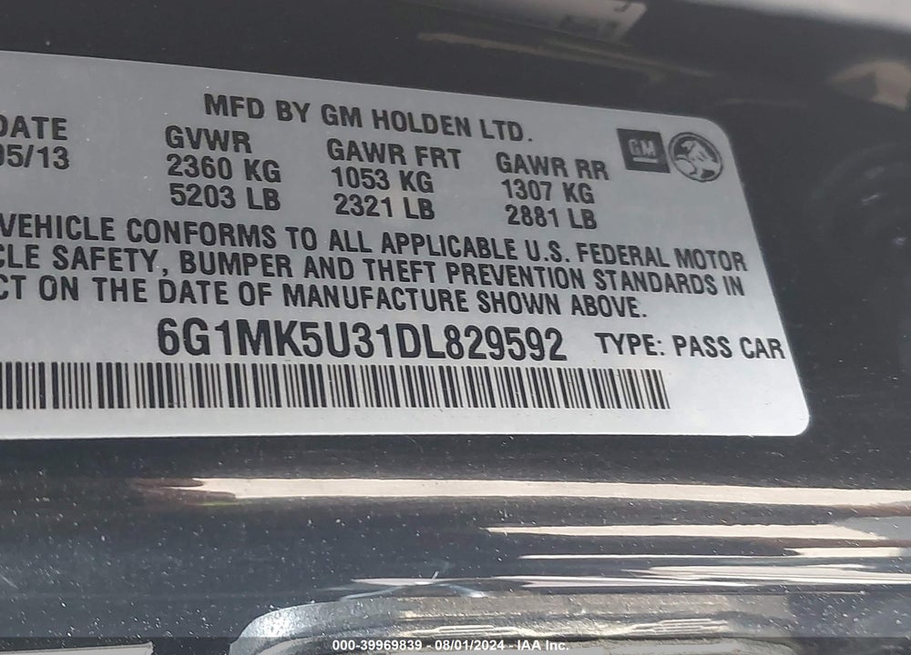 2013 CHEVROLET CAPRICE DETECTIVE VIN: 6G1MK5U31DL829592