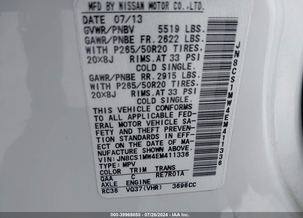 2014 INFINITI QX70 VIN: JN8CS1MW4EM411336