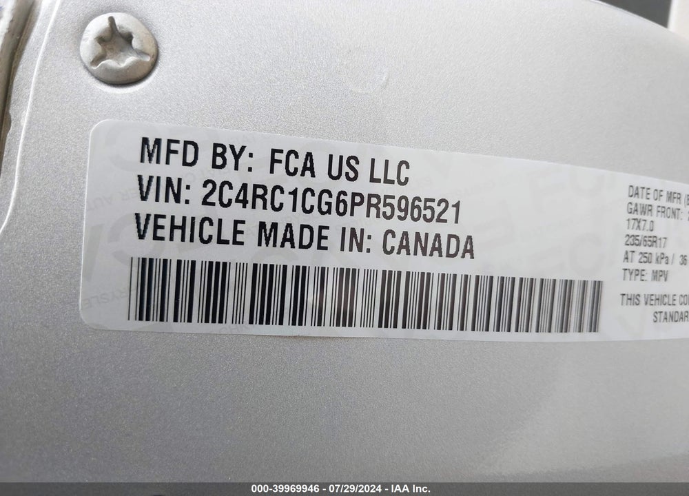 2023 CHRYSLER VOYAGER LX VIN: 2C4RC1CG6PR596521