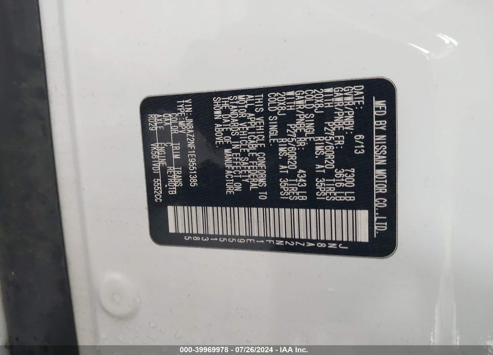 2014 INFINITI QX80 VIN: JN8AZ2NF1E9551385