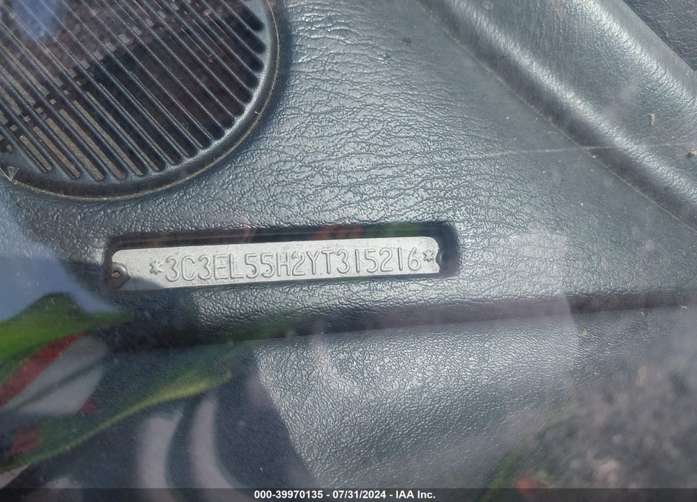 2000 CHRYSLER SEBRING JXI VIN: 3C3EL55H2YT315216