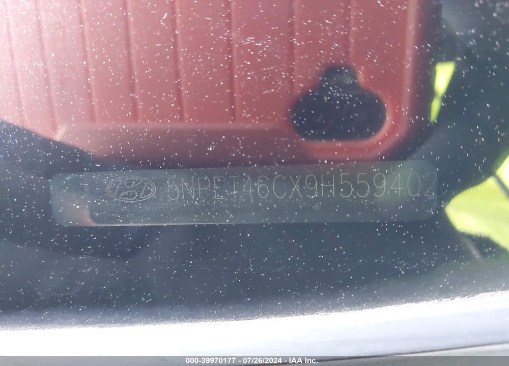 2009 HYUNDAI SONATA GLS VIN: 5NPET46CX9H559402