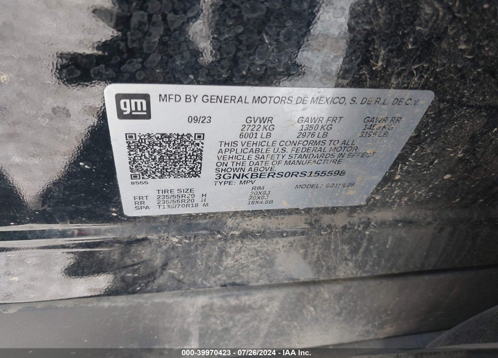 2024 CHEVROLET BLAZER FWD RS VIN: 3GNKBERS0RS155598