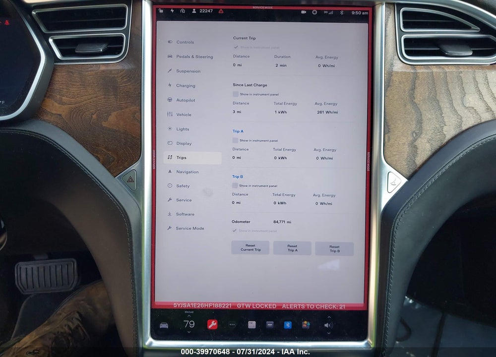 2017 TESLA MODEL S 100D/60D/75D/90D/P100D VIN: 5YJSA1E26HF188221