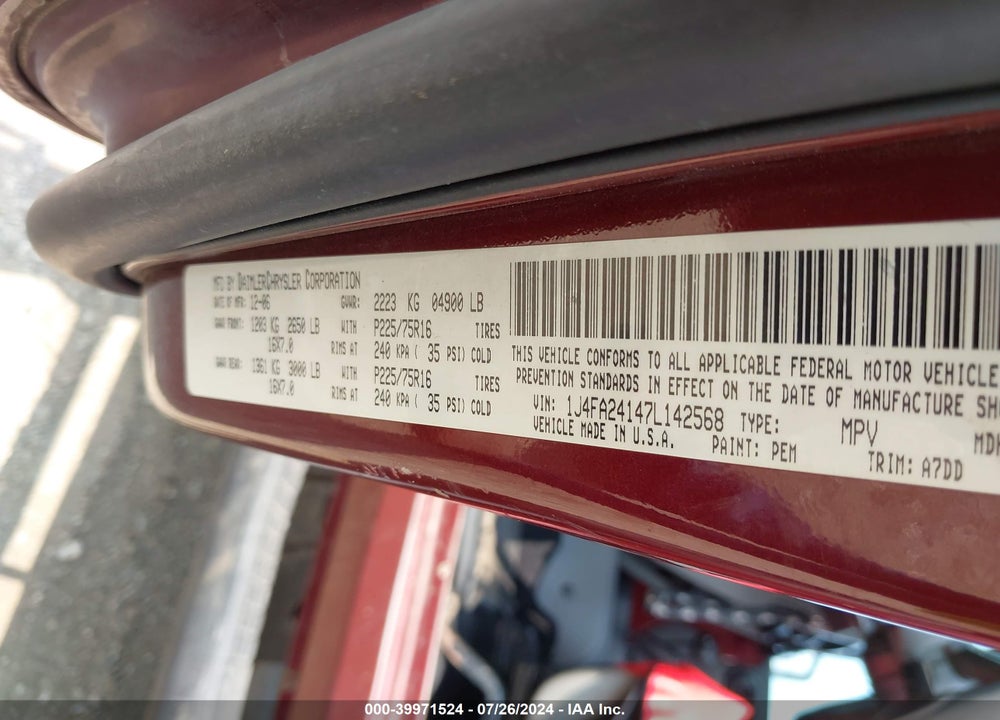 2007 JEEP WRANGLER X VIN: 1J4FA24147L142568