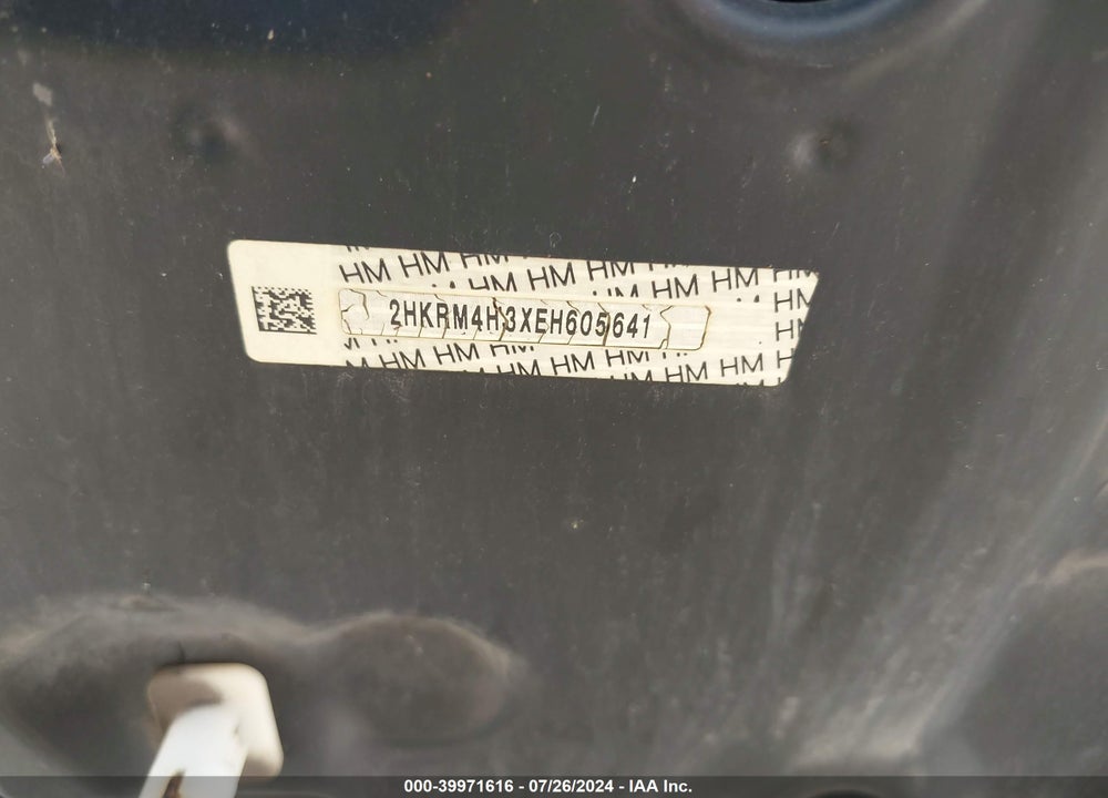 2014 HONDA CR-V LX VIN: 2HKRM4H3XEH605641