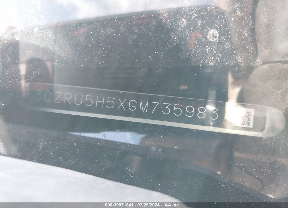 2016 HONDA HR-V EX VIN: 3CZRU5H5XGM735983