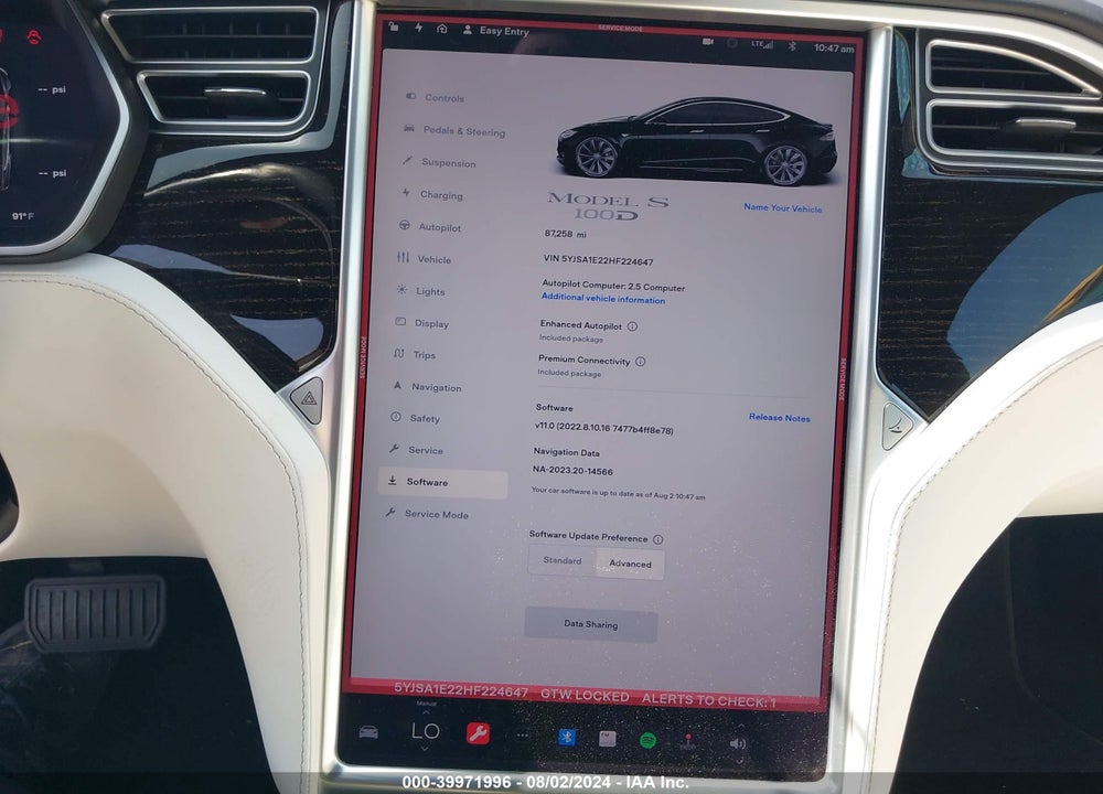 2017 TESLA MODEL S 100D/60D/75D/90D/P100D VIN: 5YJSA1E22HF224647