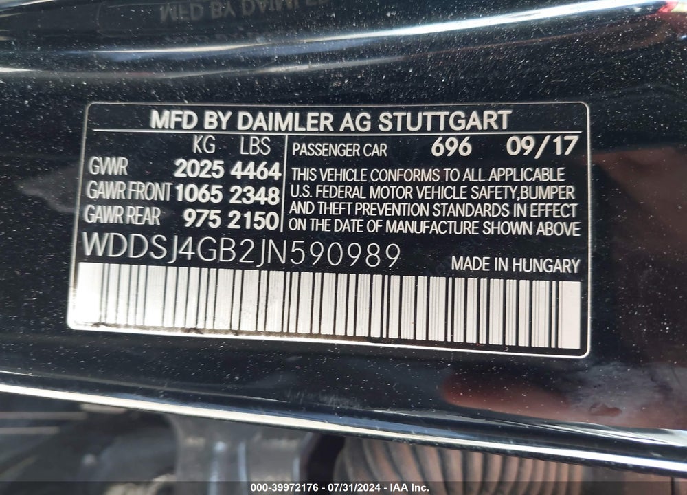 2018 MERCEDES-BENZ CLA 250 4MATIC VIN: WDDSJ4GB2JN590989
