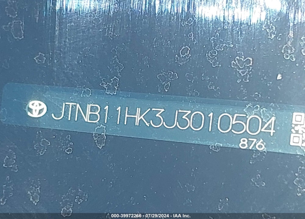 2018 TOYOTA CAMRY SE VIN: JTNB11HK3J3010504