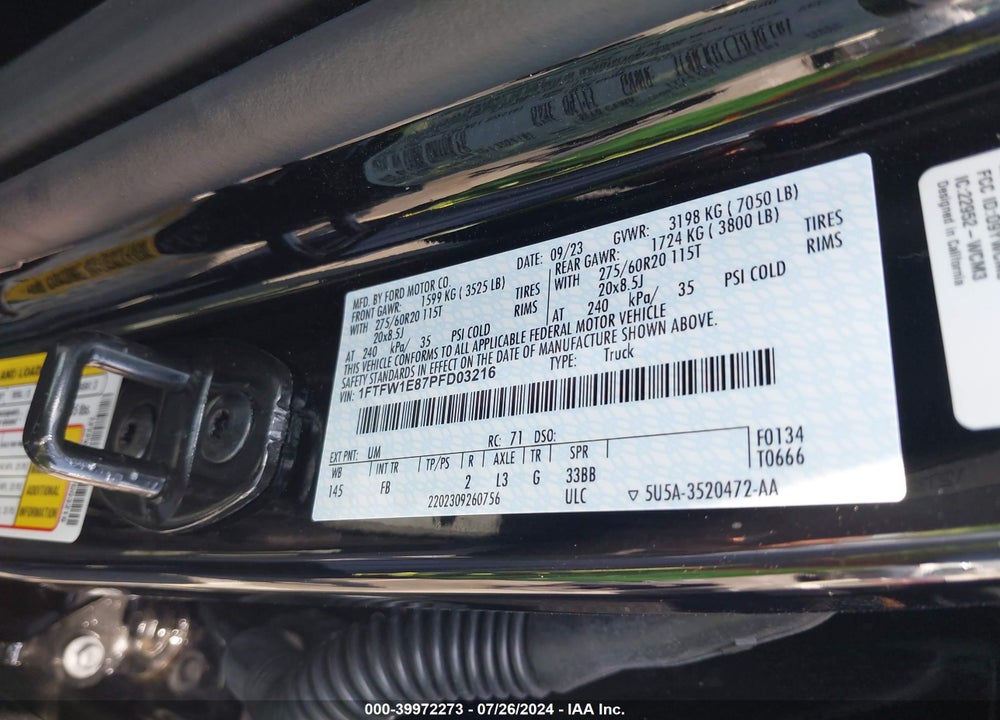 2023 FORD F-150 XLT VIN: 1FTFW1E87PFD03216