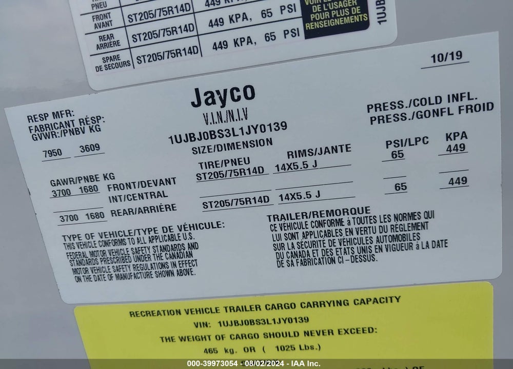 2020 JAYCO JAY FEATHER 29QB VIN: 1UJBJ0BS3L1JY0139