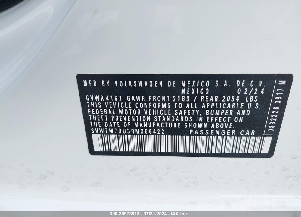 2024 VOLKSWAGEN JETTA 1.5T SE VIN: 3VW7M7BU3RM056422