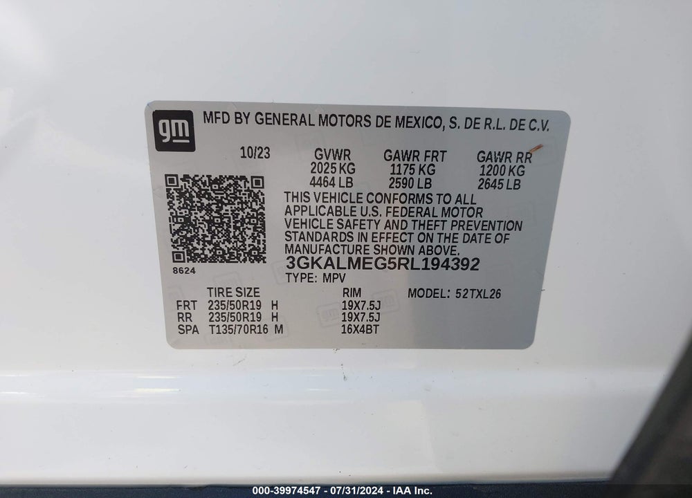 2024 GMC TERRAIN FWD SLE VIN: 3GKALMEG5RL194392
