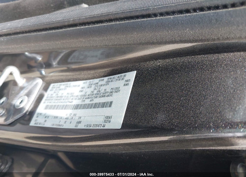 2017 FORD ESCAPE TITANIUM VIN: 1FMCU0JDXHUD27945