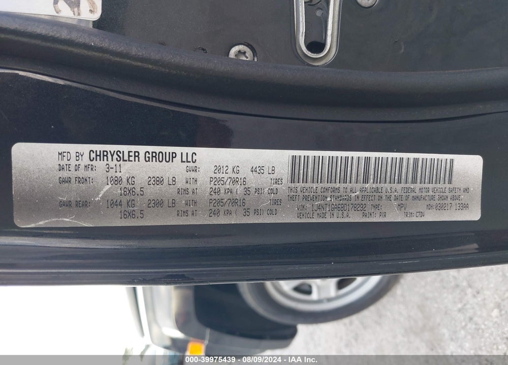 2011 JEEP PATRIOT SPORT VIN: 1J4NT1GA6BD178292