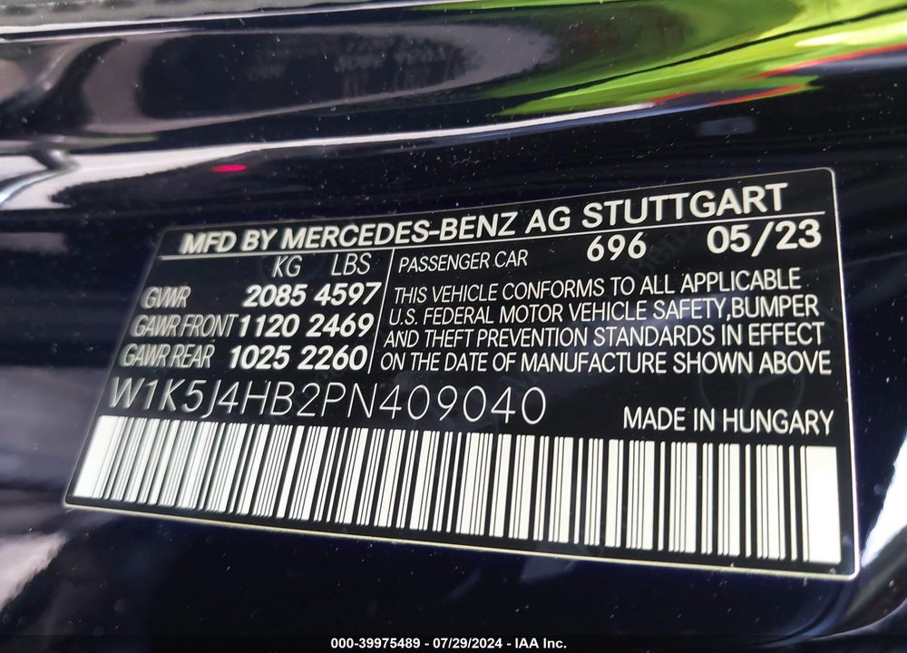 2023 MERCEDES-BENZ CLA 250 COUPE 4MATIC VIN: W1K5J4HB2PN409040