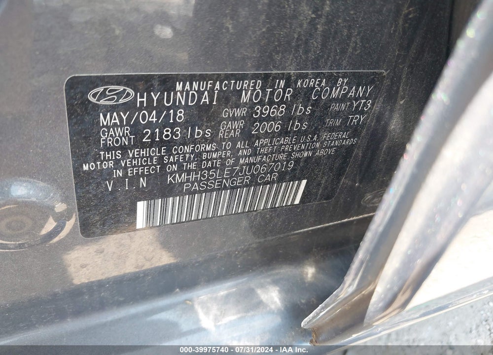 2018 HYUNDAI ELANTRA GT VIN: KMHH35LE7JU067019