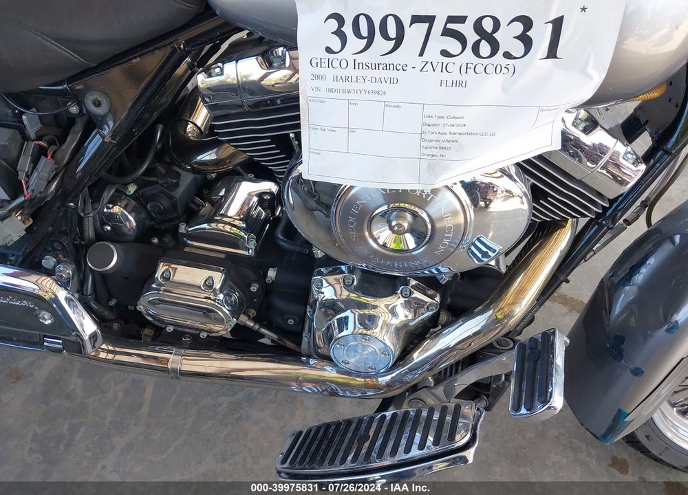 2000 HARLEY-DAVIDSON FLHRI VIN: 1HD1FBW31YY639824