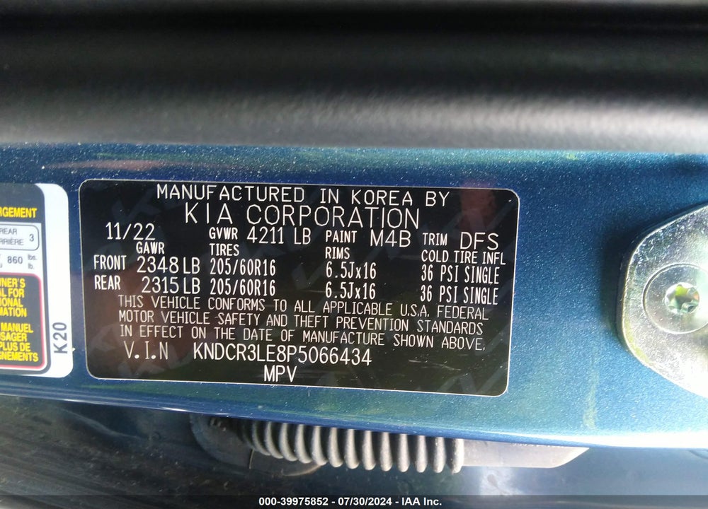 2023 KIA NIRO EX VIN: KNDCR3LE8P5066434