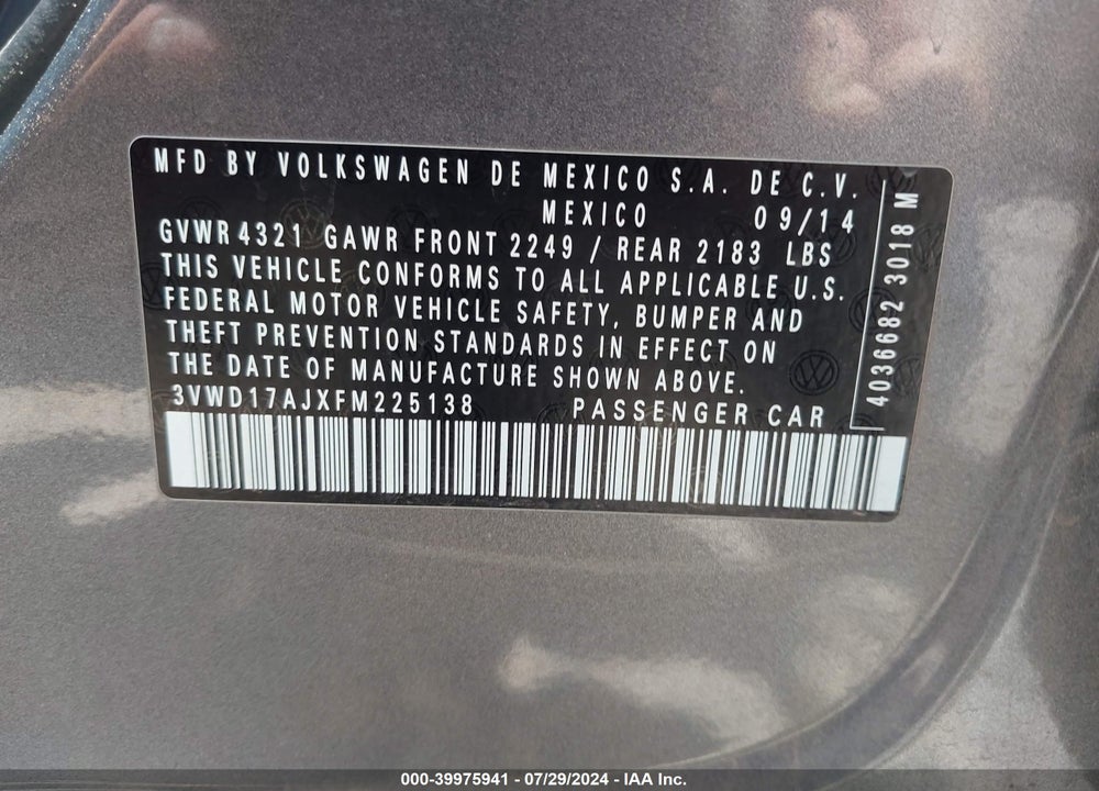 2015 VOLKSWAGEN JETTA 1.8T SE VIN: 3VWD17AJXFM225138