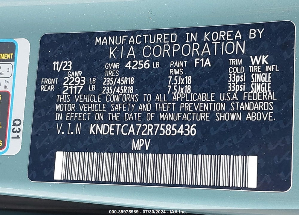 2024 KIA SELTOS SX TURBO VIN: KNDETCA72R7585436