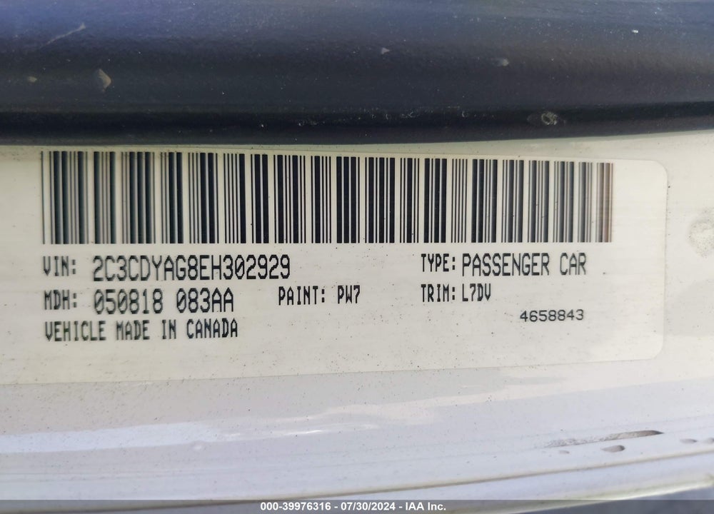 2014 DODGE CHALLENGER SXT VIN: 2C3CDYAG8EH302929