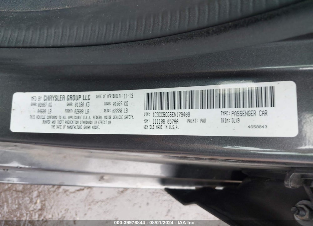 2014 CHRYSLER 200 LIMITED VIN: 1C3CCBCG6EN179409