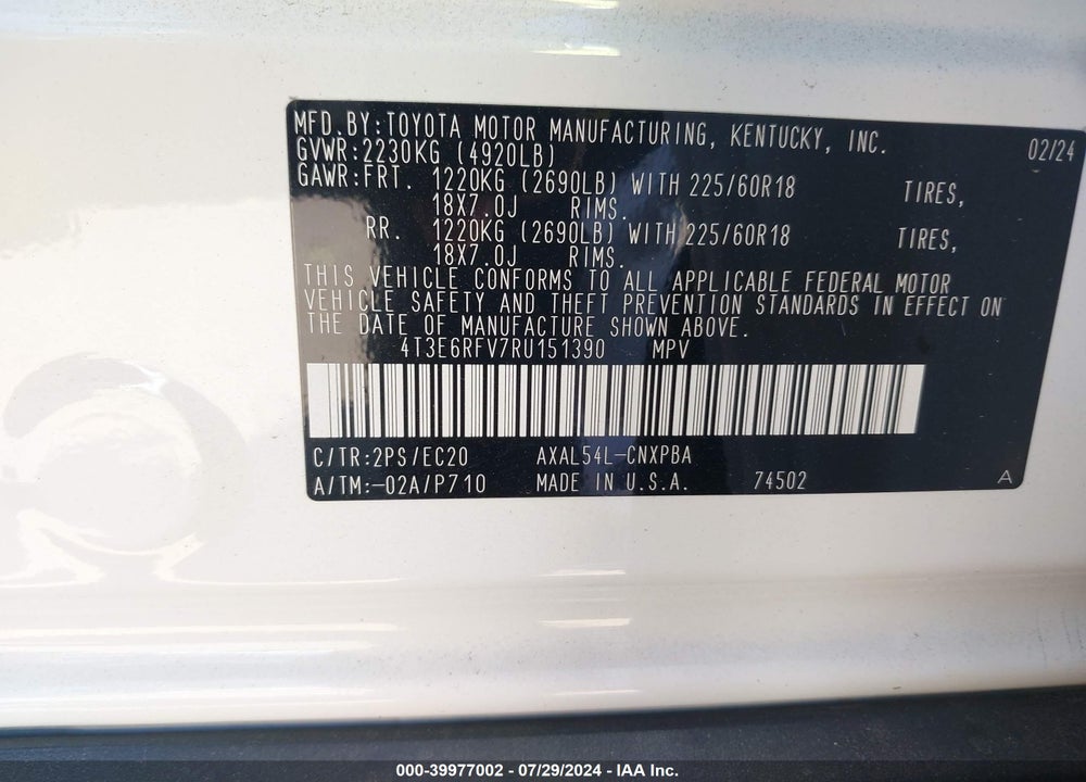 2024 TOYOTA RAV4 HYBRID XSE VIN: 4T3E6RFV7RU151390