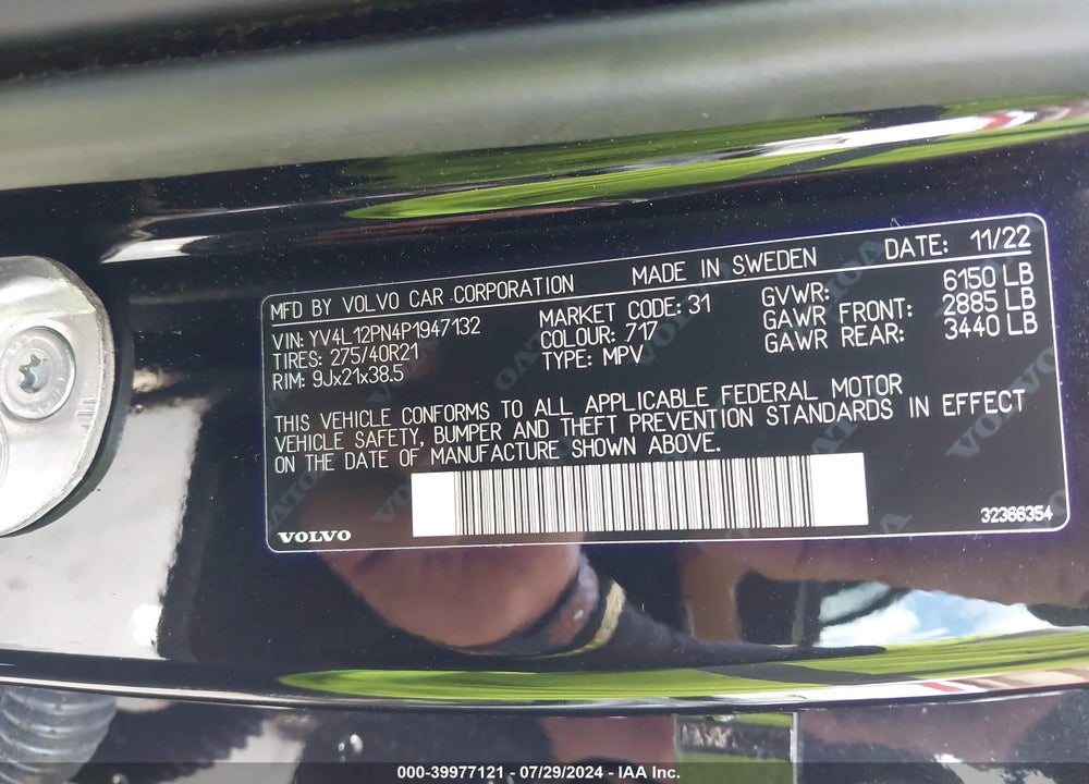 2023 VOLVO XC90 B5 PLUS VIN: YV4L12PN4P1947132