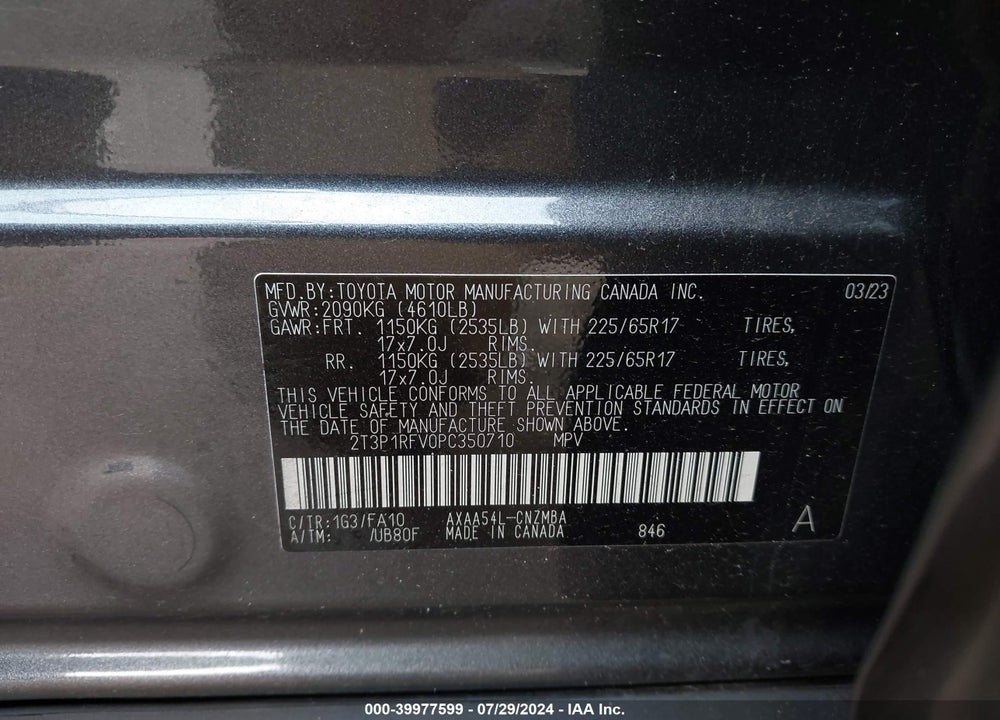 2023 TOYOTA RAV4 XLE VIN: 2T3P1RFV0PC350710