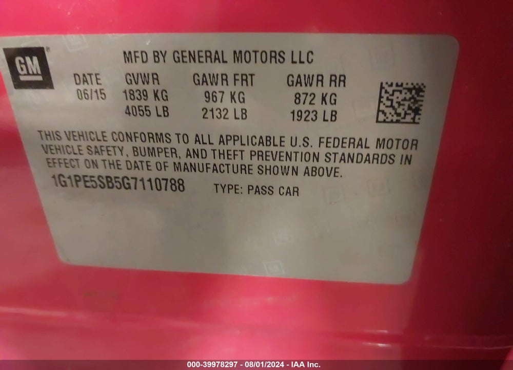 2016 CHEVROLET CRUZE LIMITED 1LT AUTO VIN: 1G1PE5SB5G7110788