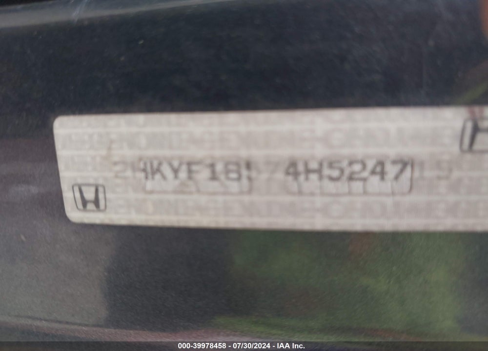 2004 HONDA PILOT EX-L VIN: 2HKYF18574H524715
